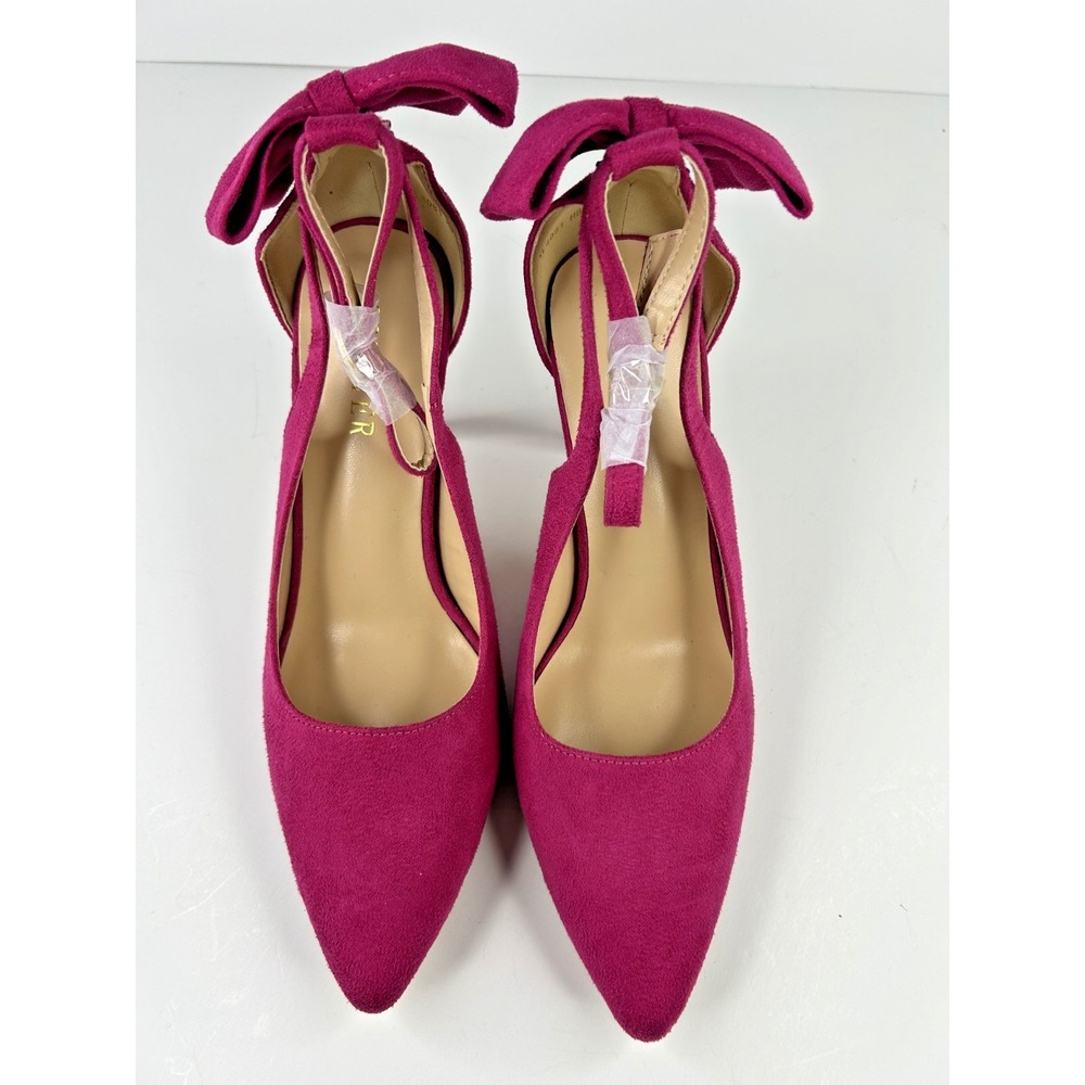 COLETER Womens High Heel Shoe 8.5 HB Hot Pink Faux Suede Ankle Strap 4" Heel